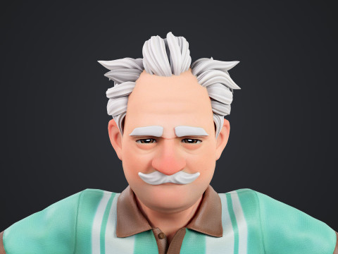 Cartoon Old Man Rigged Modello 3D