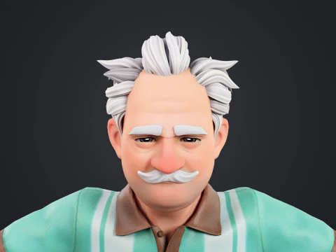 Cartoon Old Man Rigged 3D Model