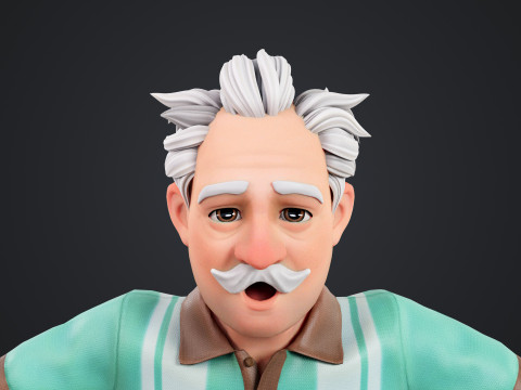 Cartoon Old Man Rigged Modello 3D