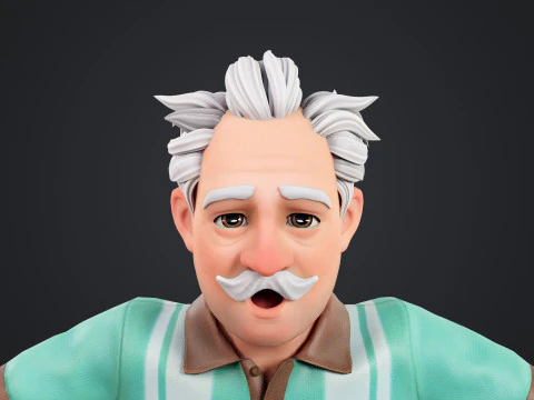 Cartoon Old Man Rigged 3D Model