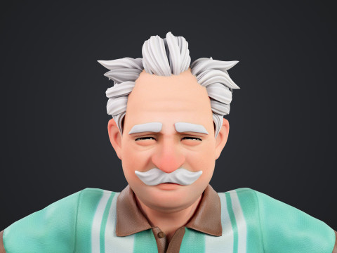 Cartoon Old Man Rigged Modello 3D