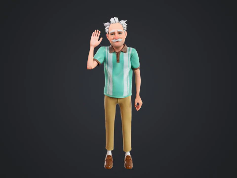 Cartoon Old Man Rigged 3D Model