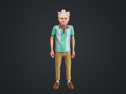 Cartoon Old Man Rigged Modello 3D