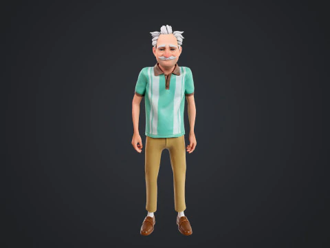 Cartoon Old Man Rigged 3D Model