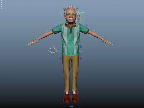 Cartoon Old Man Rigged 3D Model