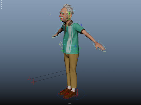 Cartoon Old Man Rigged Modello 3D