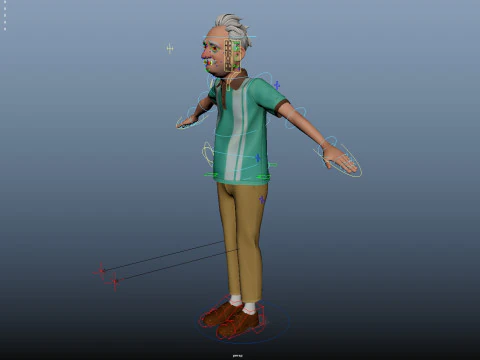 Cartoon Old Man Rigged 3D Model
