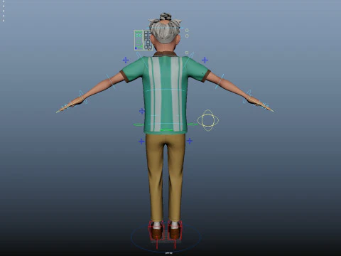 Cartoon Old Man Rigged 3D Model