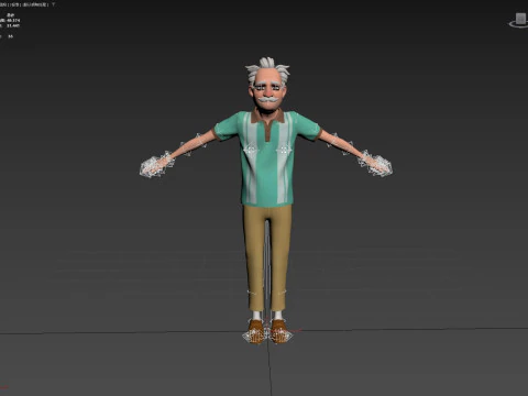 Cartoon Old Man Rigged 3D Model