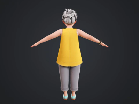 Cartoon Old Woman Rigged 3D Model