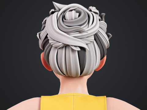 Cartoon Old Woman Rigged Model 3D