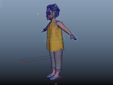 Cartoon Old Woman Rigged Model 3D