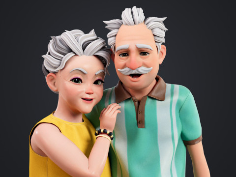 Cartoon Family Rigged 3Dモデル