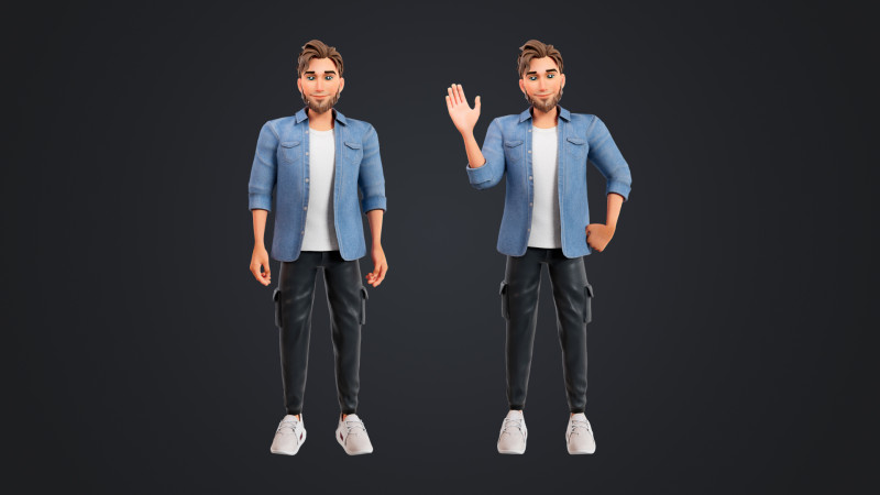 Cartoon Man 3D Модель .c4d .max .obj .3ds .fbx .stl .blend