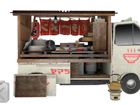 Japanese Noodles truck 3D Model