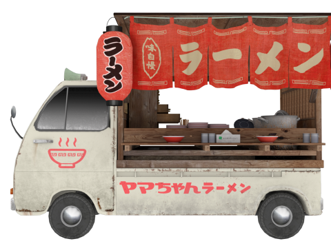 Japanese Noodles truck 3D Model