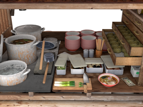 Japanese Noodles truck 3D Model