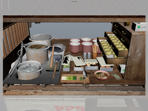 Japanese Noodles truck 3D Model