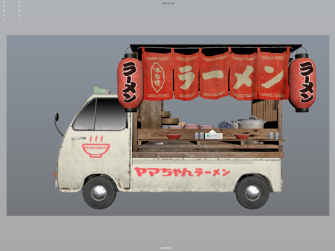 Japanese Noodles truck 3D Model