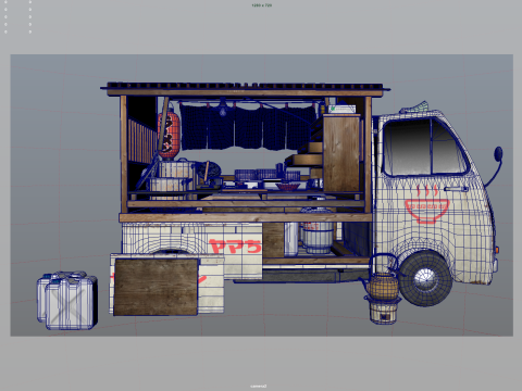 Japanese Noodles truck 3D Model