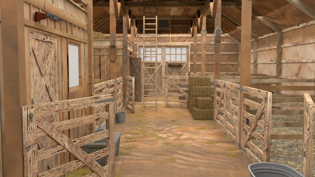 Horse Stable 3D Model .c4d .max .obj .3ds .fbx .stl .blend 