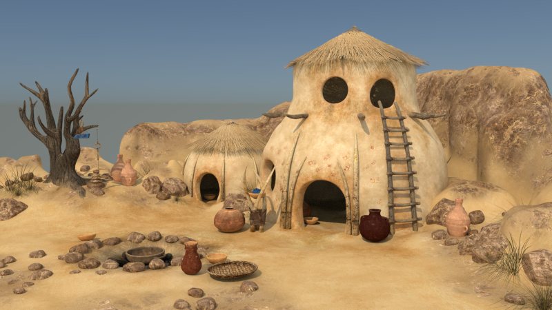 Desert Tribe Hut 3D-Modell .c4d .max .obj .3ds .fbx .stl .blend 