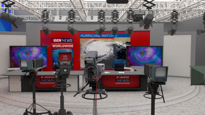 Television studio 3D Model .c4d .max .obj .3ds .fbx .stl .blend 