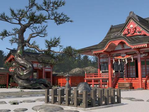 Santuário xintoísta japonês Modelo 3D