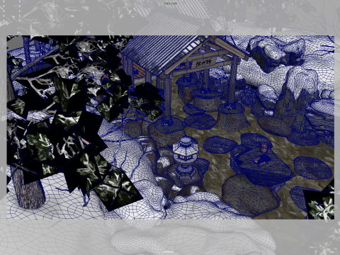 Japanese style outdoor hot springs 3D 모델