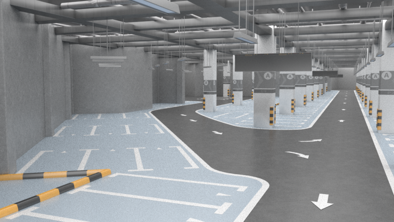Underground Parking 3D Модель .c4d .max .obj .3ds .fbx .stl .blend 