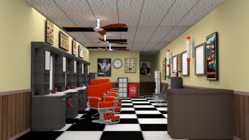 BARBER SHOP 3D Model .c4d .max .obj .3ds .fbx .stl .blend 