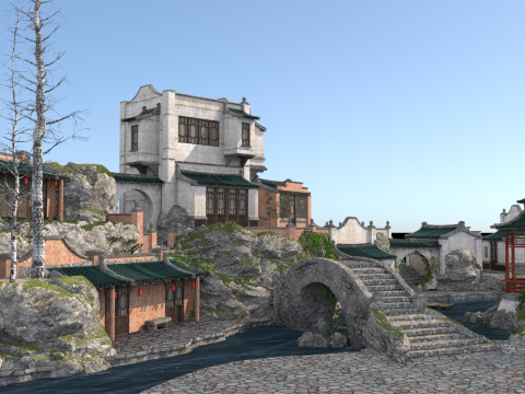 Chinese ancient town Modelo 3D