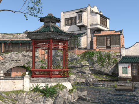 Chinese ancient town 3D Model