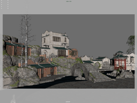 Chinese ancient town 3D Model