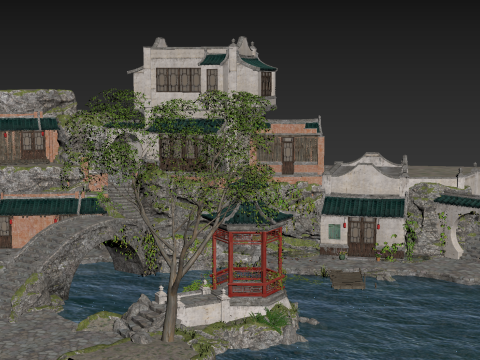 Chinese ancient town 3D Model