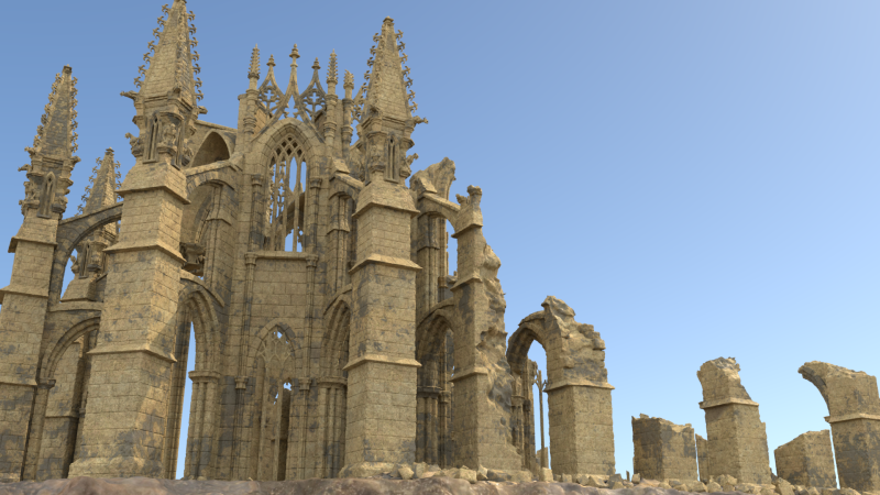 Gothic cathedral ruins Model 3D .c4d .max .obj .3ds .fbx .stl .blend 
