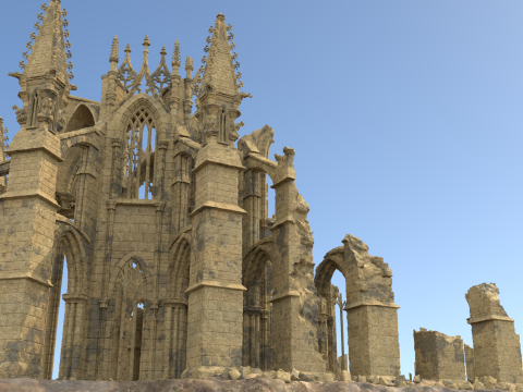 Gothic cathedral ruins Model 3D
