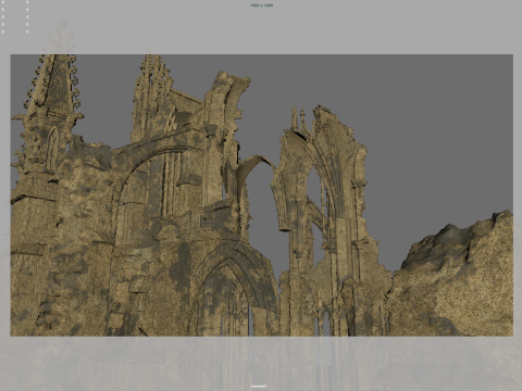 Gothic cathedral ruins Model 3D