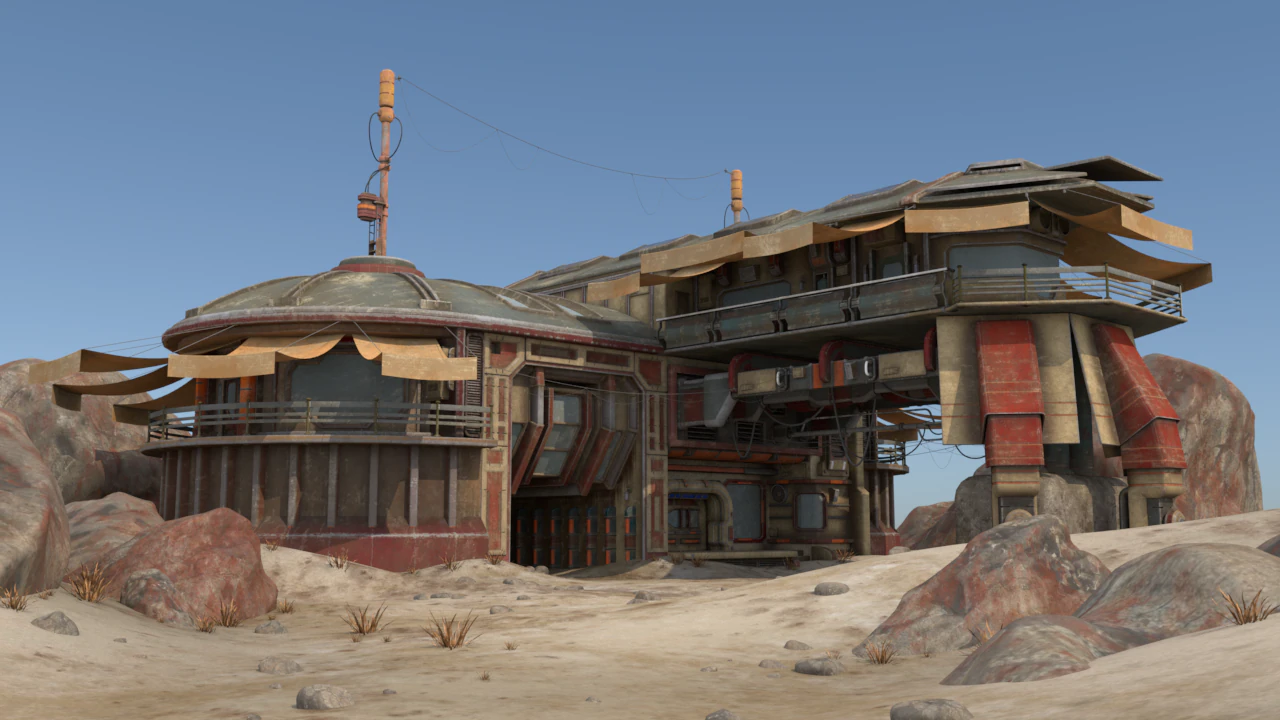 Abandoned Outpost Desert 3D Model .c4d .max .obj .3ds .fbx .stl .blend