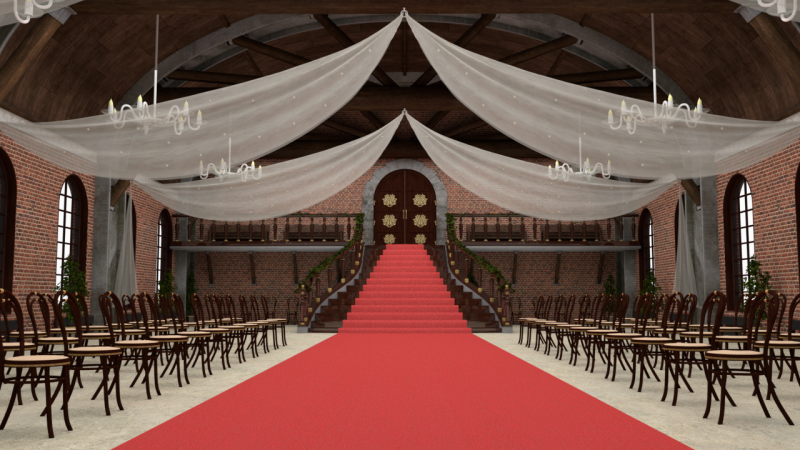 Wedding Banquet Room 3D Model .c4d .max .obj .3ds .fbx .stl .blend 