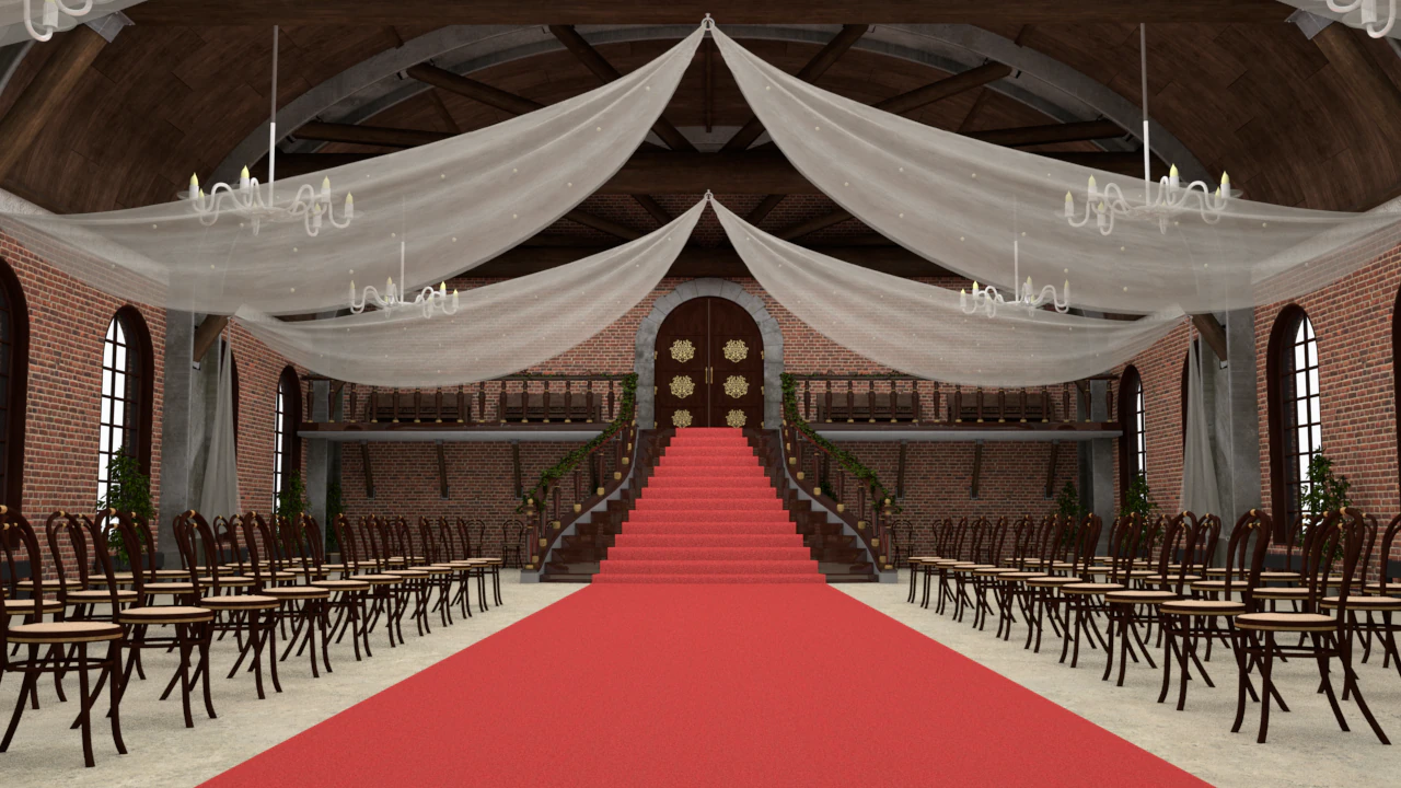 Wedding Banquet Room 3D Model .c4d .max .obj .3ds .fbx .stl .blend