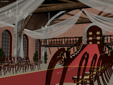 Wedding Banquet Room 3D Model