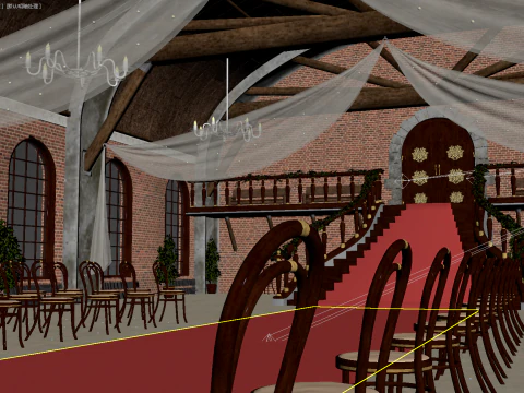 Wedding Banquet Room 3D Model