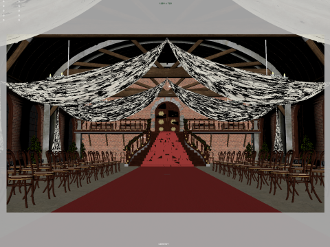 Wedding Banquet Room 3D Model