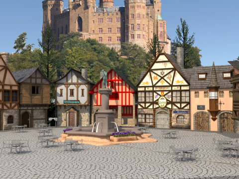 Europese stad 3D Model