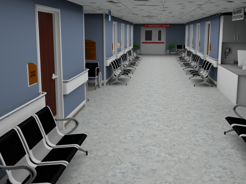 Hospital corridor 3D Model