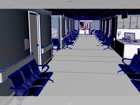 Hospital corridor Modelo 3D