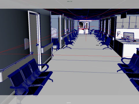 Hospital corridor 3D Model