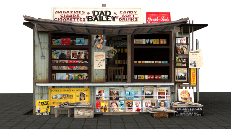 Newspaper Kiosk 3D Model .c4d .max .obj .3ds .fbx .stl .blend 