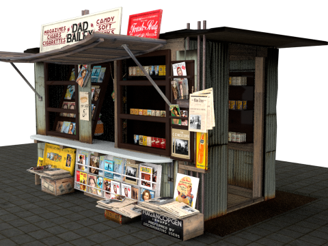 Newspaper Kiosk 3D Model